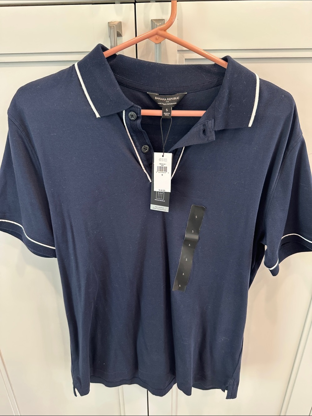 NWT Banana Republic Men's Navy Polo with Contrast Piping